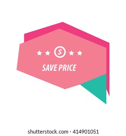 origami Label  pink and green