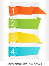 Origami label set with numbers from 1 to 4