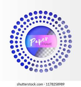 Origami Layered frame in paper art style. Design layout for banners presentations, flyers, posters and invitations. White paper cutting circle white frame with circle ornament.