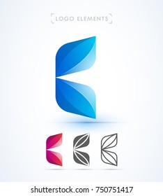 Origami letter C logo template. Vector abstract icon collection. Material design, flat, line-art style