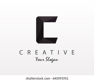 Origami Letter C logo Vector