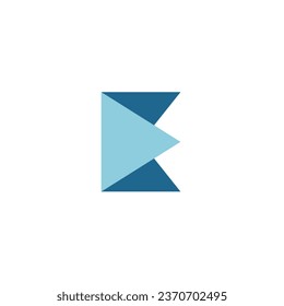 Logo de la letra original E, azul plegado y coloreado