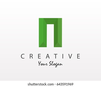 Origami Letter N logo Vector