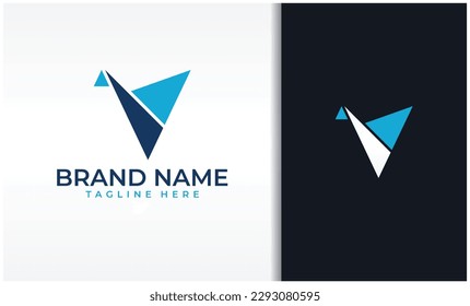 Origami Letter V Logo Vector