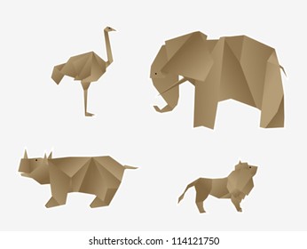 Origami like wild animals set