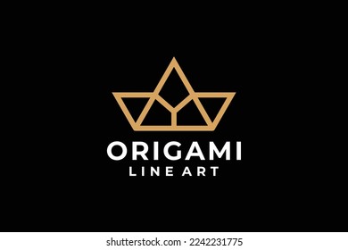 Origami line art logo vector design concept