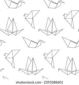 Origami line art vector seamless pattern background. Modern hobby.