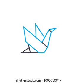 Origami linear icon concept. Origami line vector sign, symbol, illustration.
