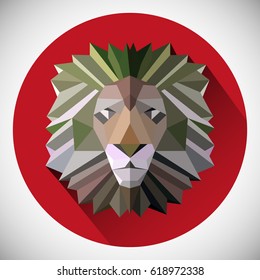 Origami lion. Low poly vector illustration. Lion made of paper