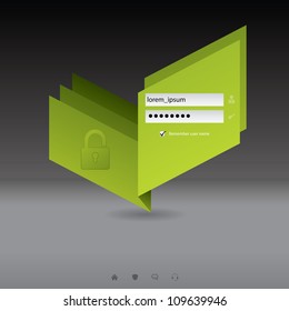 Origami login screen with green padlock design