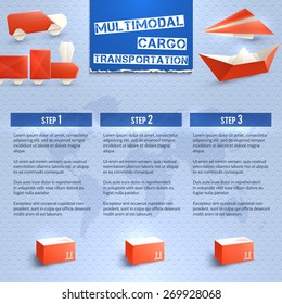 Origami logistic and shipping infographics set with paper transport vector illustration