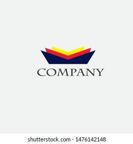 Origami logo 3 colors simple design vector