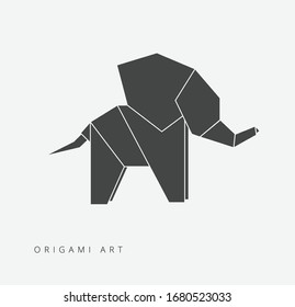 Origami Logo Design Template Inspiration, Vector Illustration, Paper made animal illustration. stylized animal vector drawing. Abstract animal.  Elephant origami scheme