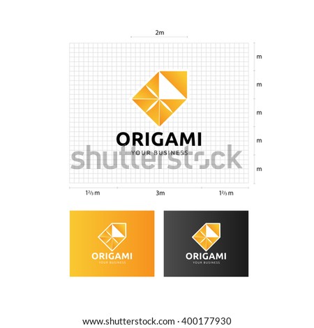 origami logo template grid different backgrounds stock vector