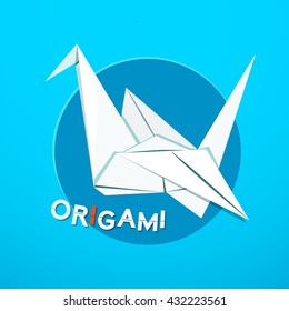 Origami logo, vector illustration with paper cranes