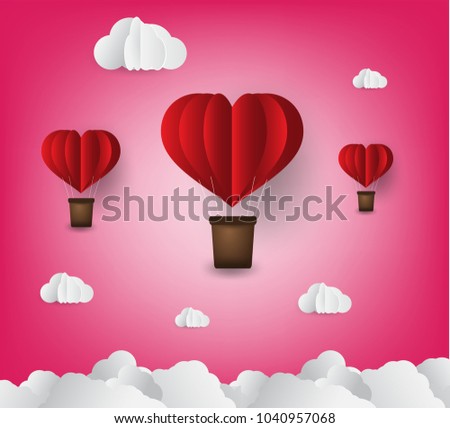 Origami Made Hot Air Balloon Heart Stock Vector Royalty