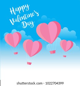 origami made hot air balloon,Valentine's day greeting card