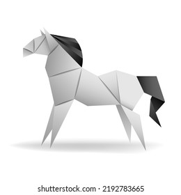 Origami model. White horse. Vector illustration.