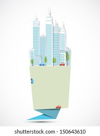 Origami Modern city background.