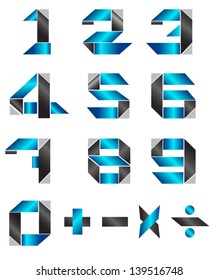 Origami modern numbers - Arabic numerals (0, 1, 2, 3, 4, 5, 6, 7, 8, 9), vector illustration  / can use for printing / website / brochure
