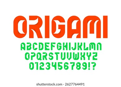 Origami. Modern style font, alphabet letters and numbers vector illustration
