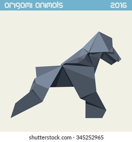 Origami monkey. Vector clear simple flat illustration. New Year 2016