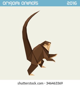 Origami monkey. Vector clear simple flat illustration. New Year 2016