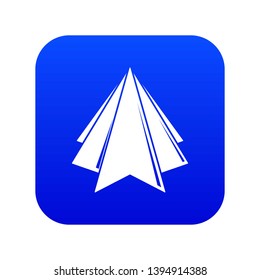 Origami mountain icon blue vector isolated on white background