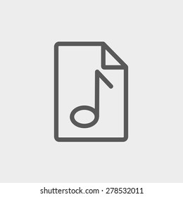 Origami musical note in a paper icon thin line for web and mobile, modern minimalistic flat design. Vector dark grey icon on light grey background.