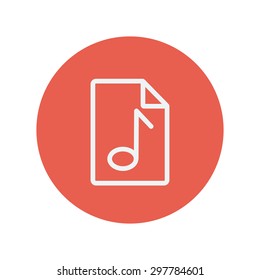 Origami musical note in a paper thin line icon for web and mobile minimalistic flat design. Vector white icon inside the red circle