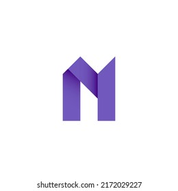 Origami N letter icon, vector illustration