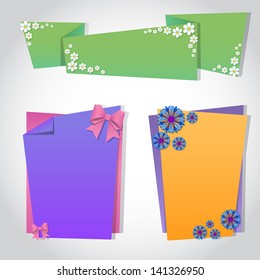 Origami notepaper folded note sheets with flowers