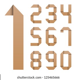 Origami number recycled paper craft on white