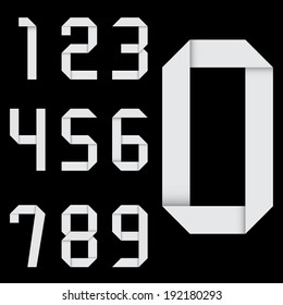 Origami numbers set. Vector.