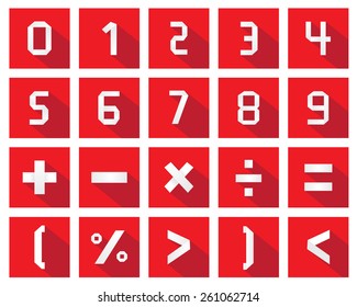 Origami numbers set.Paper numbers icon with shadow.Vector illustration.