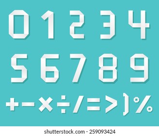 Origami  numbers set.Paper numbers.Vector illustration.