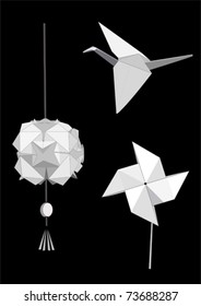 Origami on black background