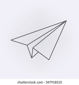 Origami outline airplane flying icon . Vector illustration