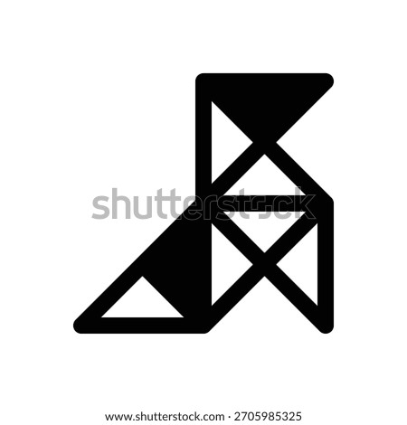 Origami. Outlined stroke vector icon with black-filled details.