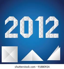 Origami. A paper 2012 on a blue background