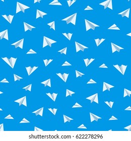 Origami paper airplane vector seamless background