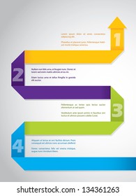 Origami paper arrow infographic design on gray background