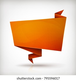 Origami Paper Banner/
Illustration of an orange origami paper banner, for advertisement message and communication background