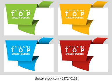 Origami paper banners for top. Price tag template for catalog. Color stickers. Vector