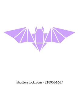 Origami paper bat in a flat style. Colorful origami birds collection. Vector illustration