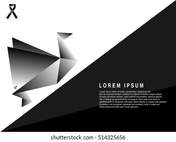Origami paper bird in black and white, feeling sad and hopeless.