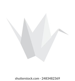 Origami paper bird, creative geometric crane made from folded page vector illustration