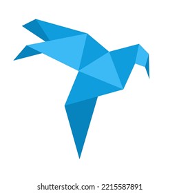 Origami paper bird in a flat style isolated on white. Art of paper folding.Japan origami crane. Paper figure pigeon or dove. Vector illustration