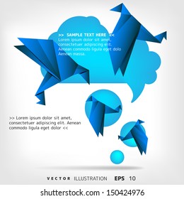 Origami paper bird on abstract background
