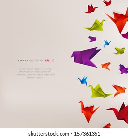 Origami paper bird on abstract background - Shutterstock ID 157361351
